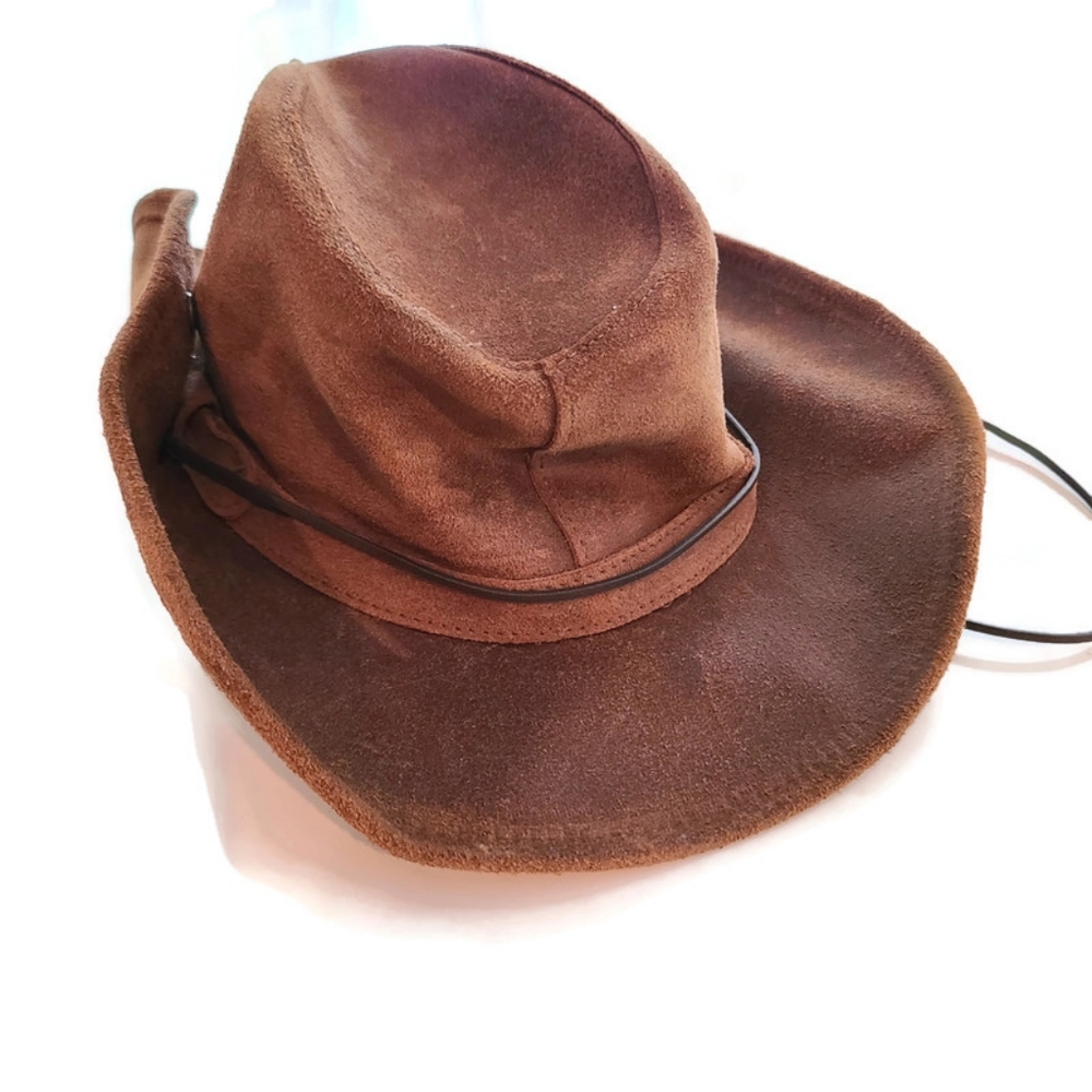 NEW Minnetonka The Aussie Hat Leather Outback Hat Medium Australian Cowboy Brown